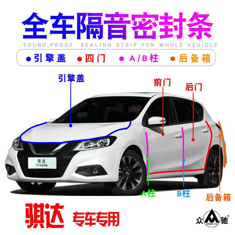 适用于新老款骐达TIIqDA汽车门隔音密封条防尘降噪加改装配件装饰