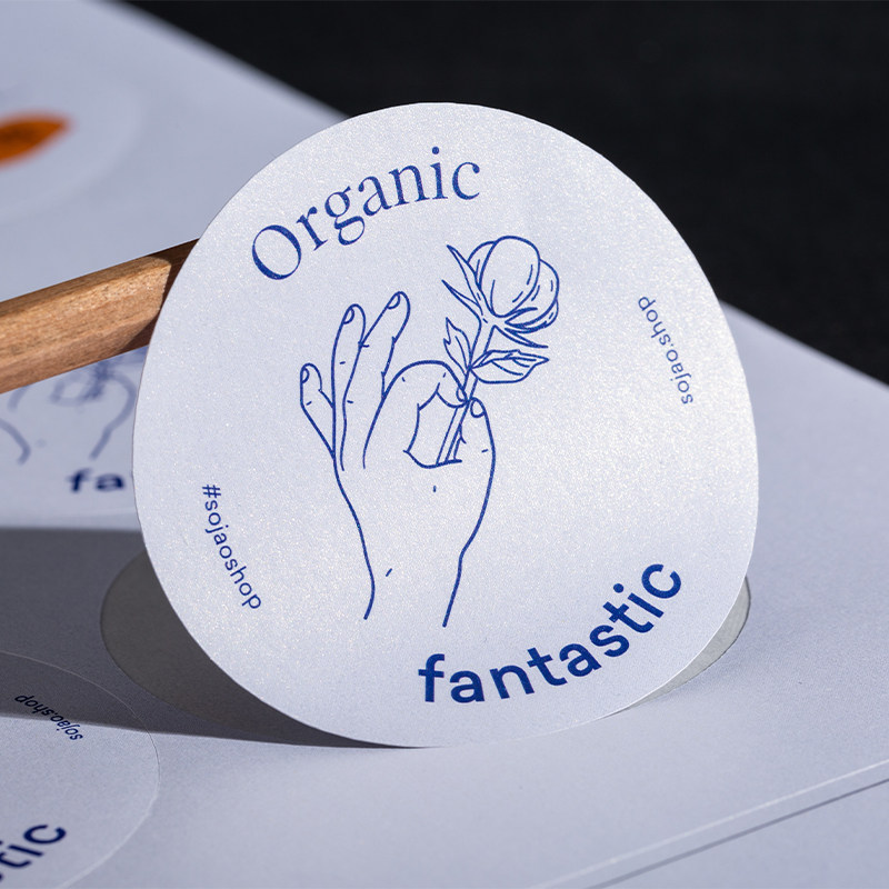珠光不干胶贴纸定k制花店logo标签订制二维码商标封口贴定做自粘