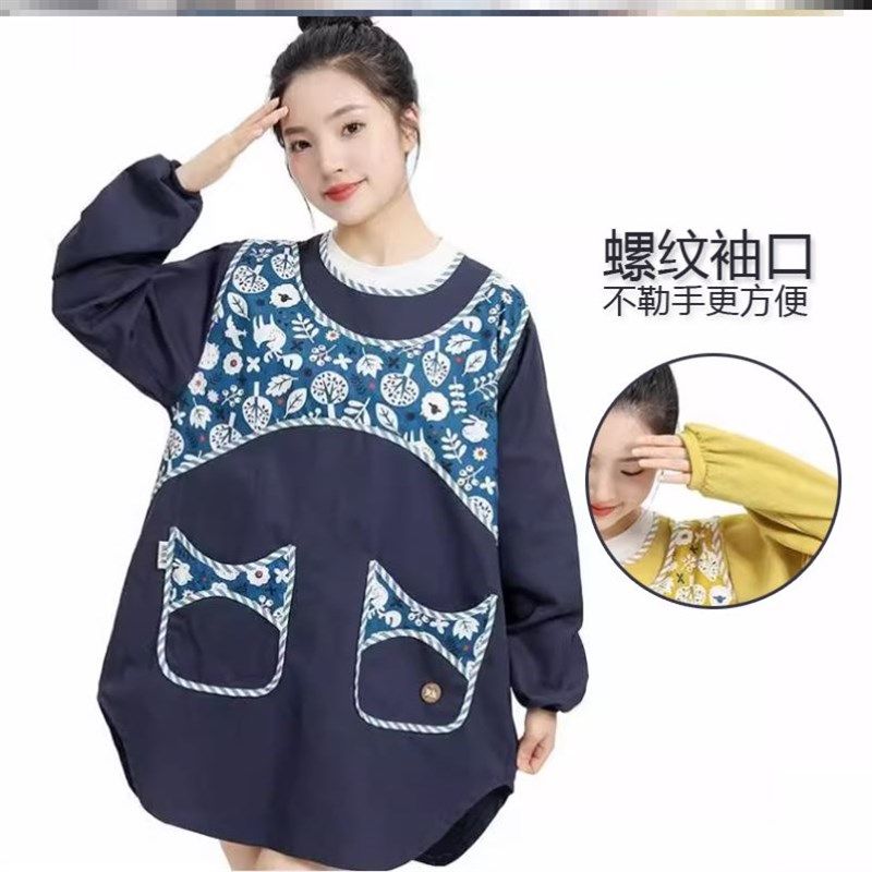 罩衣女新款防水短款小个子反w穿衣大人围裙防水防油网红罩衣时尚