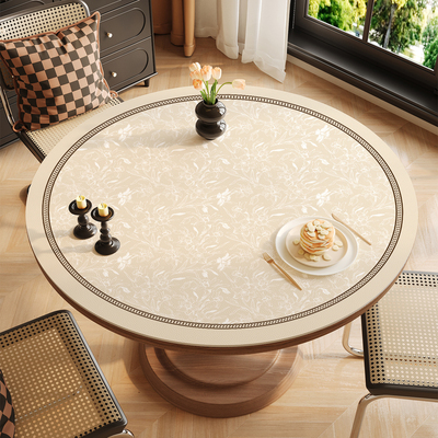 轻奢高级感皮革圆形桌垫茶几垫子桌面保护圆桌桌布防油防水餐桌垫