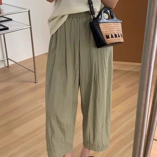 J胖妹妹宽松显瘦阔腿凉凉 梨型身材九分休闲奶奶裤 女大码 夏季 薄款