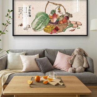 百财图餐厅饭厅装饰画饭店包房厢装饰瓜果蔬菜五谷丰登大白菜挂画