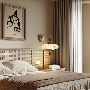 宋式美学床头灯中古风2025高级感氛围民宿护眼温馨印花卧室壁灯