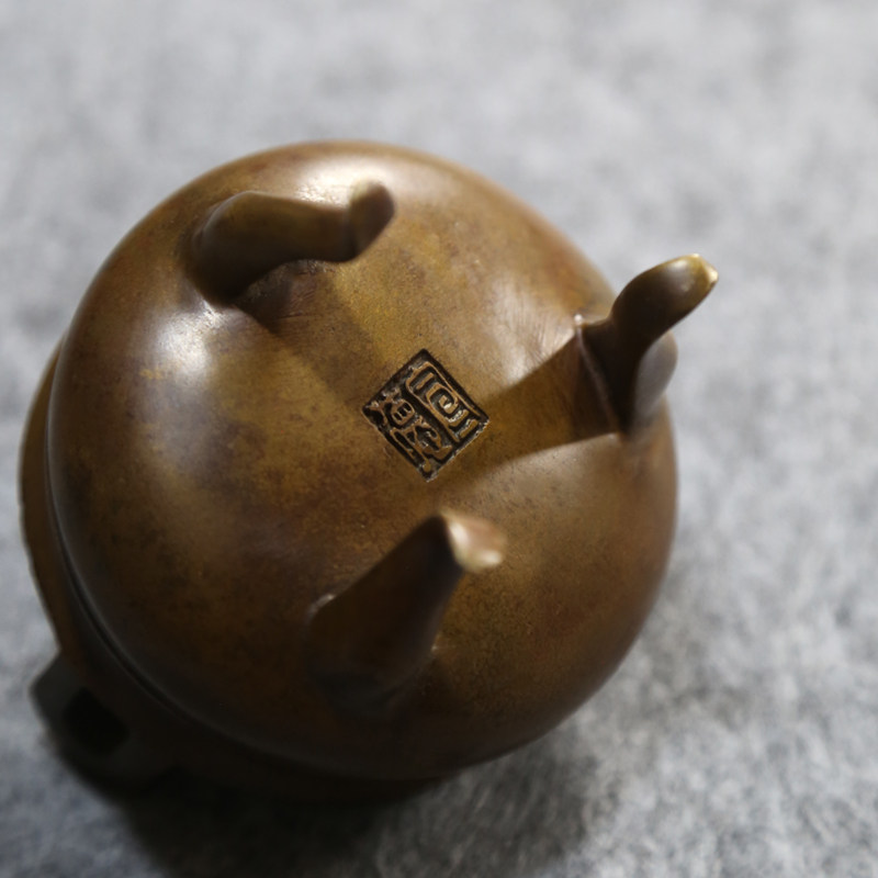 纯铜香炉三足两耳铜鼎仿古宣德炉书房禅意摆件盘香檀香炉沉香熏炉