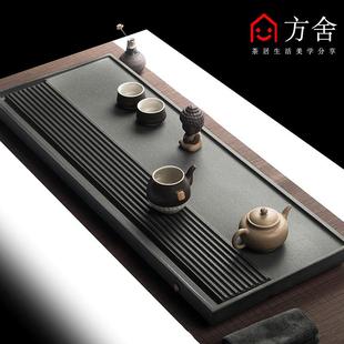 干泡茶台简约石头茶海现代功夫茶具托 天然整块乌金石茶盘家用日式