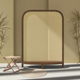 新中式 座屏 实木可移动藤编屏风装 饰客厅玄关遮挡隔断书房茶室日式