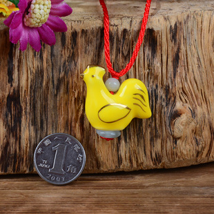 陶瓷黄色小吊坠老鼠牛虎兔龙蛇马羊猴子鸡狗猪描金12生肖属相项链