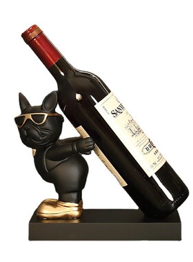 斗犬红酒架装饰品客厅乔迁礼物电镀银轻奢餐边柜酒托酒柜狗狗摆件