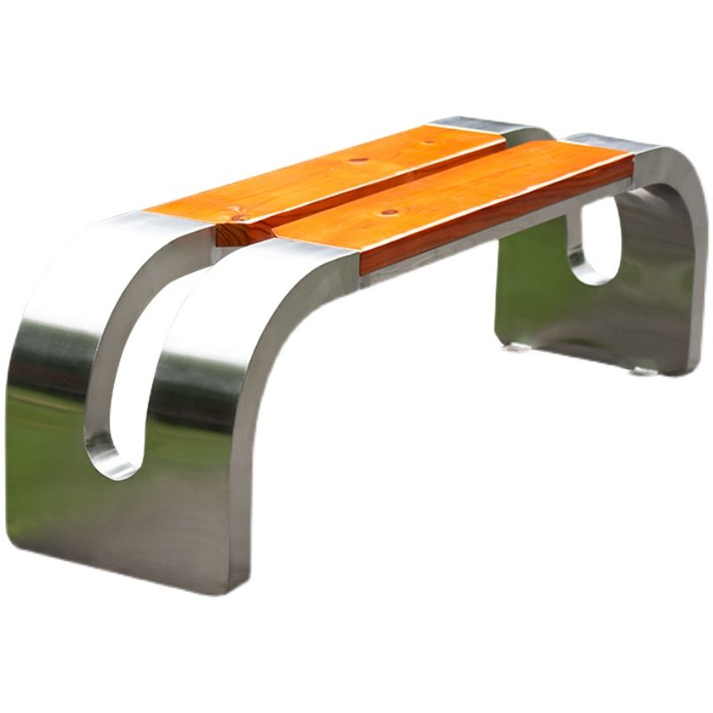 公园椅不锈钢户外长椅防腐防锈实木铁艺长条凳庭院园林座椅休闲椅