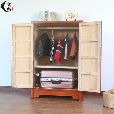 中式实木衣柜家用卧室小衣柜樟木衣柜新中式儿童衣柜矮柜双门衣橱