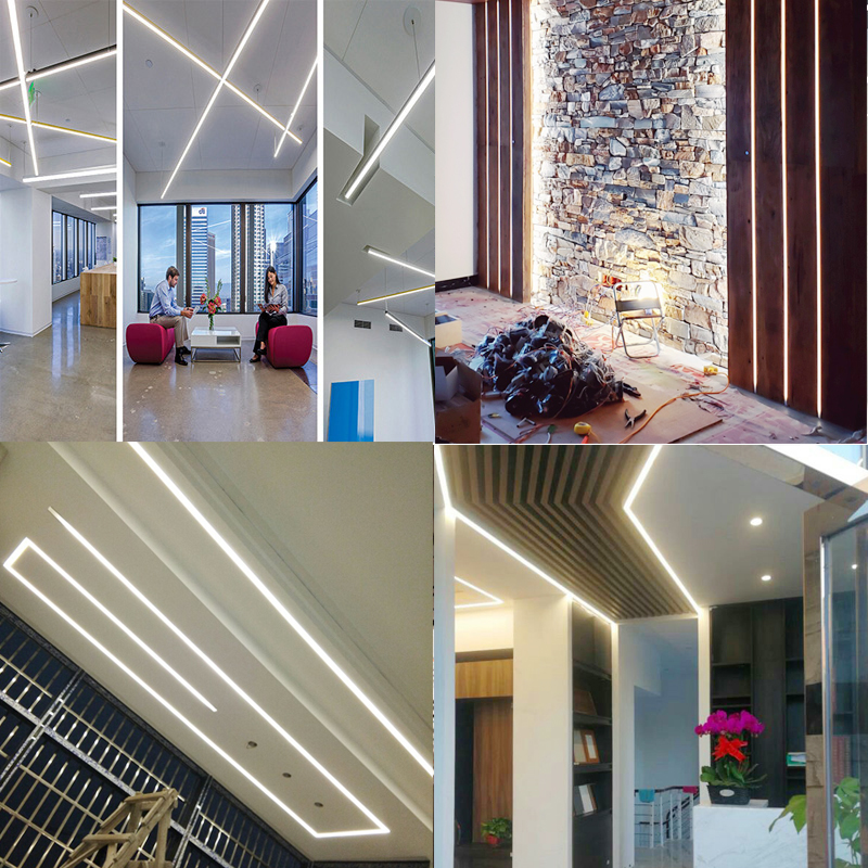 led灯槽嵌入式铝槽灯线条灯铝合金明装吊顶办公灯带卡槽U型硬灯条