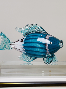 琉璃招财热带鱼动物摆件年年有余轻奢客厅样板房玄关桌面装饰送礼