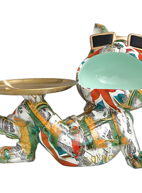 彩色招财狗钥匙收纳玄关摆件家居客厅入门鞋柜轻奢装饰品乔迁礼物