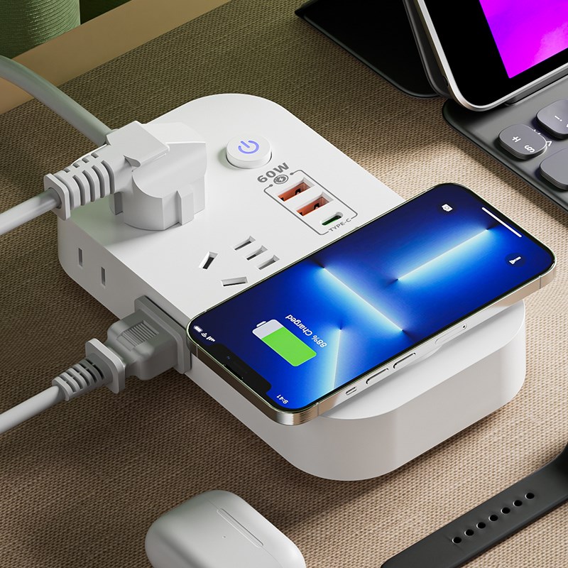 【无线充电】60W.USB插座插排插线板拖接线板电源延长线魔方多用