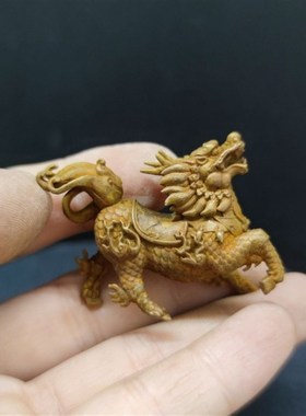 麒麟神兽黄铜汽车钥匙扣挂件古风男潮手工编织钥匙链个性吊坠挂绳