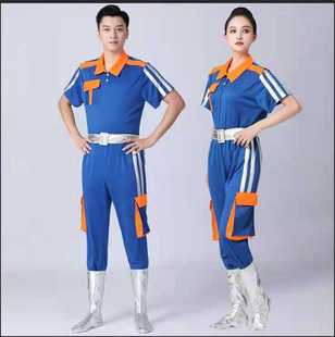 新款自豪的建设者演出服咱们工人有力量舞台服劳动者之歌舞蹈服装