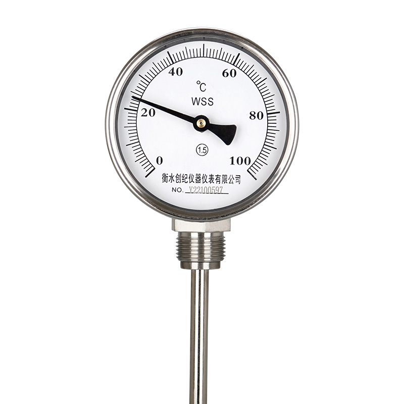Wss-411/401双金属温度计全304不锈钢工业用耐腐蚀酸碱定制加长