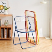 透明折叠椅子家用靠背塑料网红休闲服装 店拍照椅咖啡厅奶茶店凳子