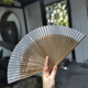 古风摺扇夏季 旗袍汉服摺叠扇绿色小竹绢布扇子中国风舞蹈跳舞扇女