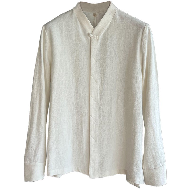 有文化有内涵有腔调!小众复古国潮新中式设计感黑白色长袖衬衫男