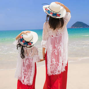 披肩 外套长版 2023夏季 新款 镂空开 悦海悦川贝母女装 白色薄款 有袖