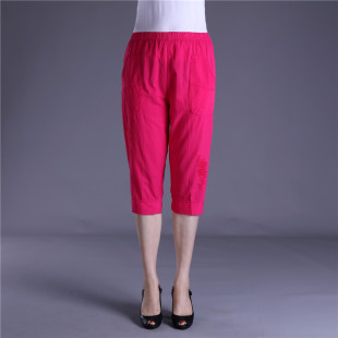 中年女装 妈妈装 休闲短裤 夏装 马裤 中老年女士全棉七分裤 中裤 新款