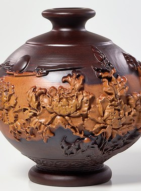 黑檀木雕装饰花瓶摆件实木客厅插花干花客厅电视柜玄关喜庆送礼