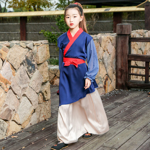 花木兰汉服女童演出服儿童侠客古风衣服少爷服国学表演服装中国风