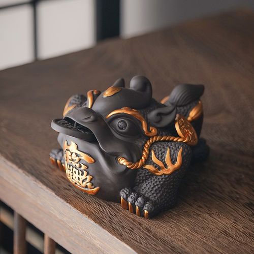 紫砂金蟾茶宠摆件招财蟾蜍精品可养茶桌茶台装饰品摆设品高档礼品