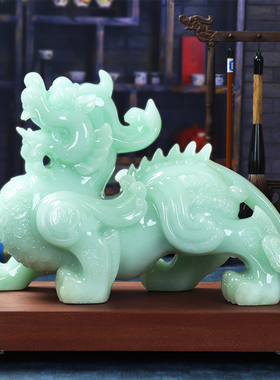 貔貅摆件玉石皮丘一对招财聚财家居客厅装饰品办公室店铺开业礼品