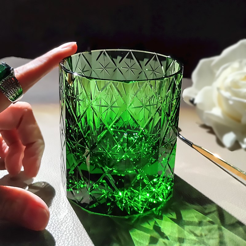 日式水晶玻璃杯K9威士忌酒杯高级感礼盒玻璃星芒杯水杯生日礼物