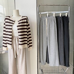 秋冬小个子裤子加绒糯米休闲裤150抽绳灰色卫裤155xs休闲直筒长裤