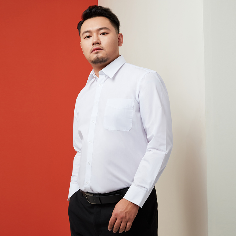 天坛大码白衬衣男长袖衬衫胖子大号宽松加肥加大春秋商务西装寸衫
