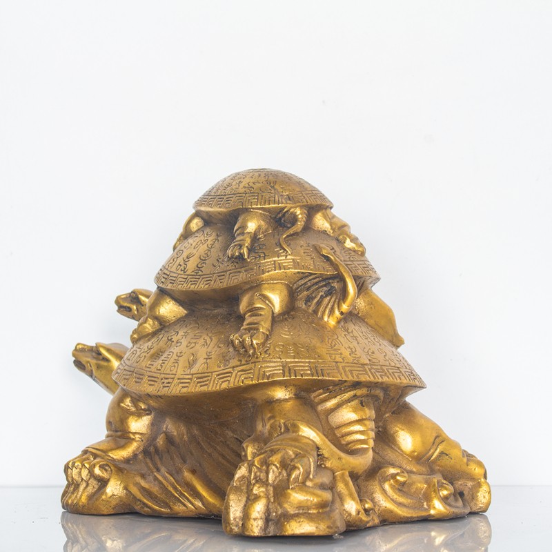 纯黄铜三代龟摆件母子龟长寿乌龟家居办公装饰工艺品过大寿送礼品