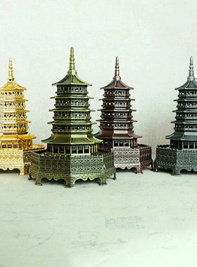 中国古建筑雷峰塔大雁塔秦始皇黄鹤楼模型摆件家居桌面装饰工艺品