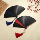 日式 全竹扇子小折扇迷你古风女士折叠扇舞蹈扇黑红中国风小扇子