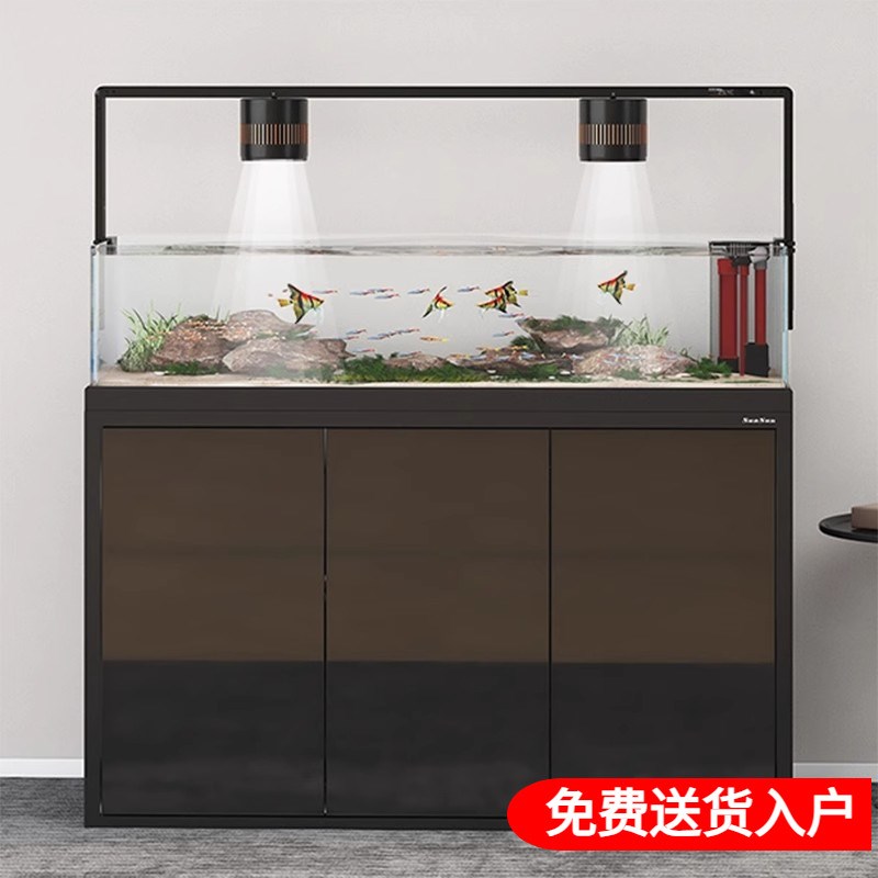 森森溪流缸 天然南美原生缸创意造景生态兰寿鱼缸超白水草缸家用