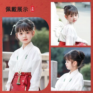 儿童汉服头饰丸子头假发花苞头发发簪新中式马面裙盘发后脑勺垫发