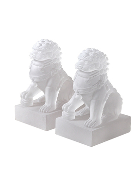 新中式磨砂透明狮子摆件书房玄关酒柜博古架装饰样板房售楼部摆设