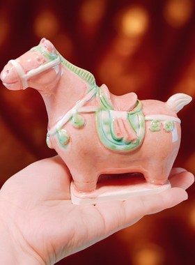 洛邑三彩博物馆文创黑马唐三彩陶瓷办公室小摆件洛阳旅游纪念礼品