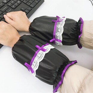 防水袖套蕾丝女款皮护袖羽绒服新款成人套袖防污水护袖中长款袖套