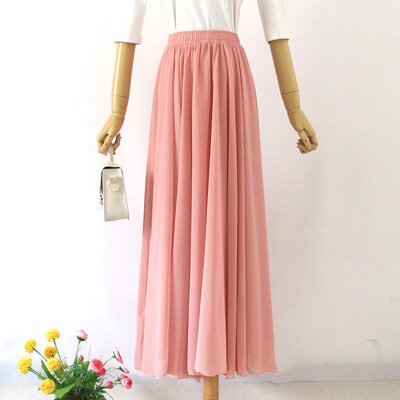 雪纺大摆半身裙540度垂坠感大码显瘦红色A字舞裙仙女裙沙滩裙长裙