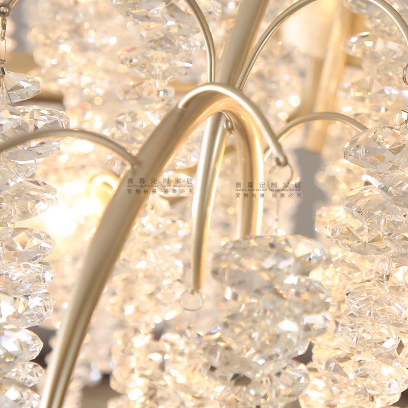 圆形美式创意简约客厅灯个性法式香槟色黄铜餐厅卧室水晶流苏吊灯,家装灯饰光源,客厅吊灯,淘宝优惠券,粉丝福利购,淘宝优惠卷