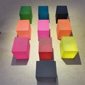 彩色半透明磨砂亚克力板灯光展示底座 50mm厚板定制