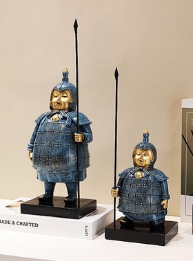 新中式国风搞笑复古兵马俑摆件客厅玄关电视柜酒柜装饰品乔迁礼物