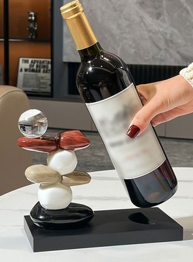 创意石摆件时来运转红酒架轻奢客厅家居玄关餐边柜电视酒柜装饰品