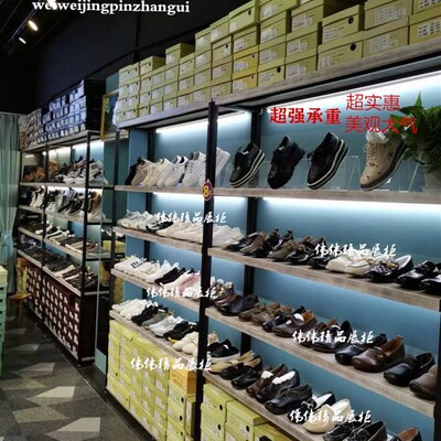 热销鞋店鞋架展示架鞋店货架展示架复古鞋柜展示柜店铺实木童鞋架