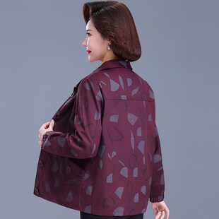 中老年人春装 老太太宽松衣服 女奶奶春秋外套上衣50岁纯棉妈妈长袖