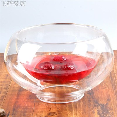 特色菜玻璃意境碗分子美食创意餐具料理耐高温空底双层色拉碗