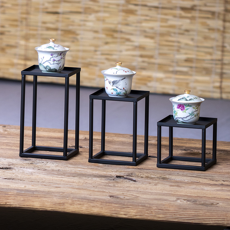 博古架古玩摆件小型铁艺中式多宝阁古董紫砂茶壶茶具置物展示架子